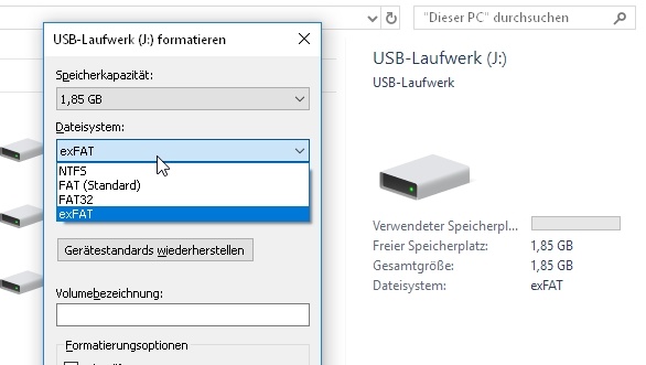 format usb exfat for windows and mac
